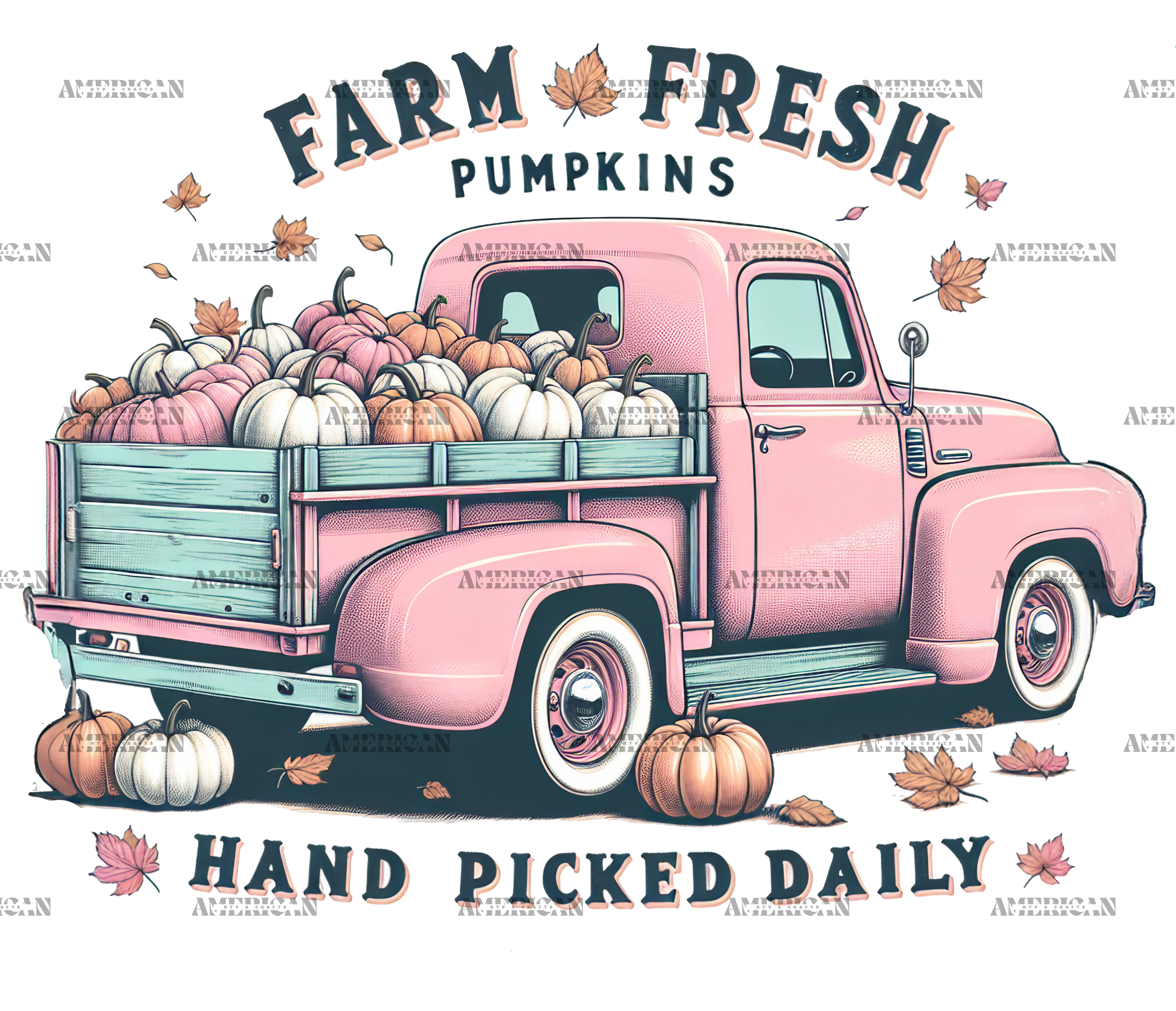 Farm Fresh Pumpkins Pink Truck DTF Transfer