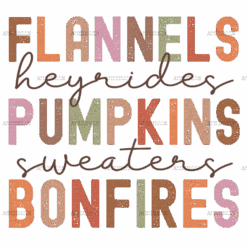 Flannels Heyrides Pumpkins Sweaters Bonefires DTF Transfer