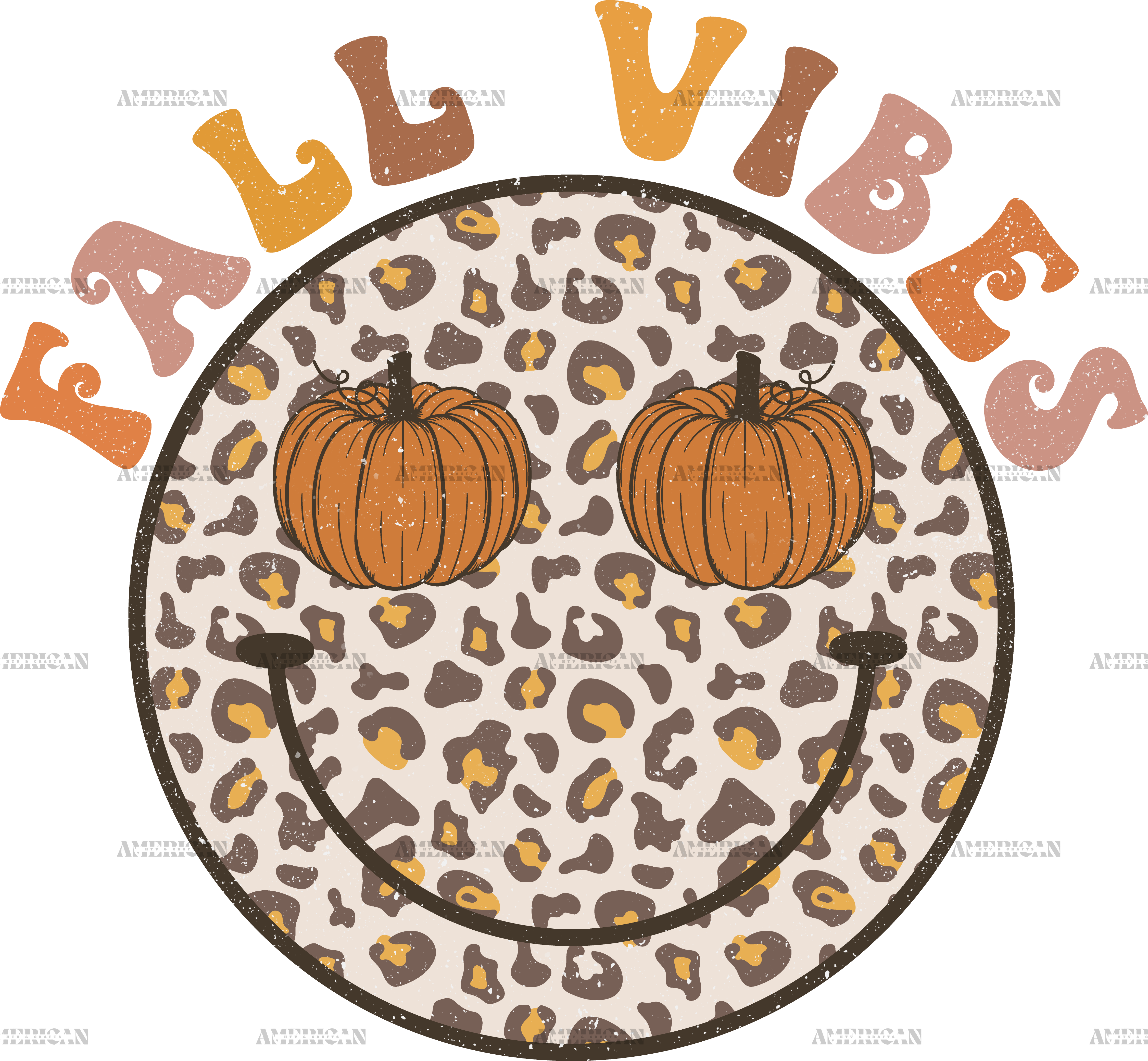Grunge Fall Vibes Smiley DTF Transfer