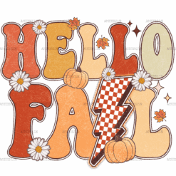 Hello Fall Bolt Dotted DTF Transfer