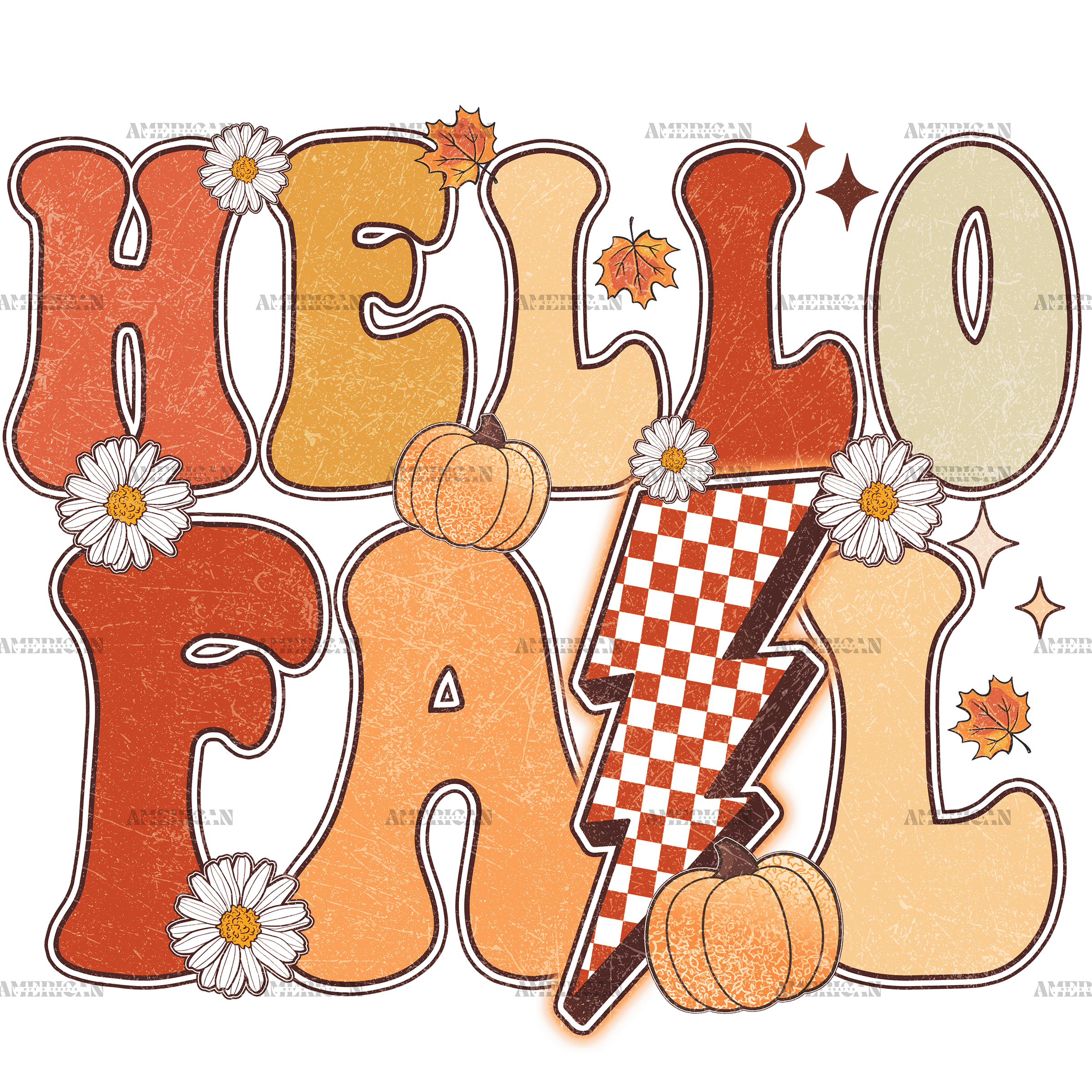 Hello Fall Bolt Dotted DTF Transfer