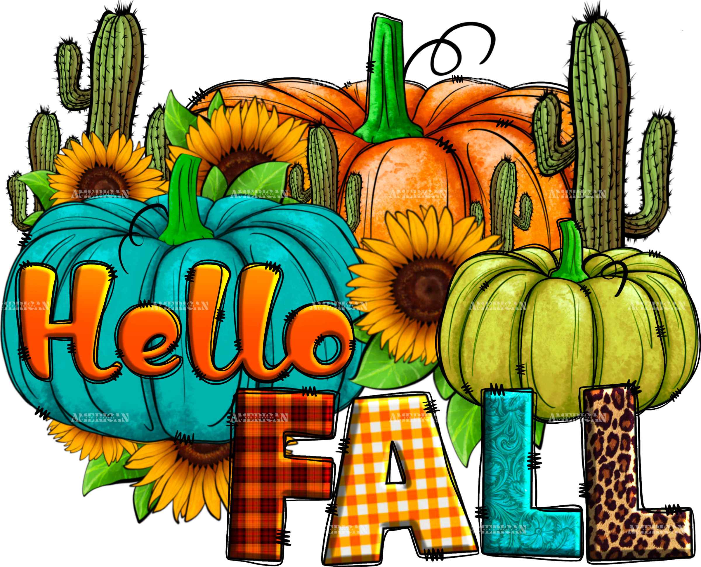 Hello Fall Pumpkin DTF Transfer