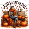 Just Waiting For Fall Skeleton-3 DTF Transfer