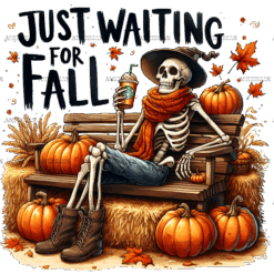 Just Waiting For Fall Skeleton-4 DTF Transfer