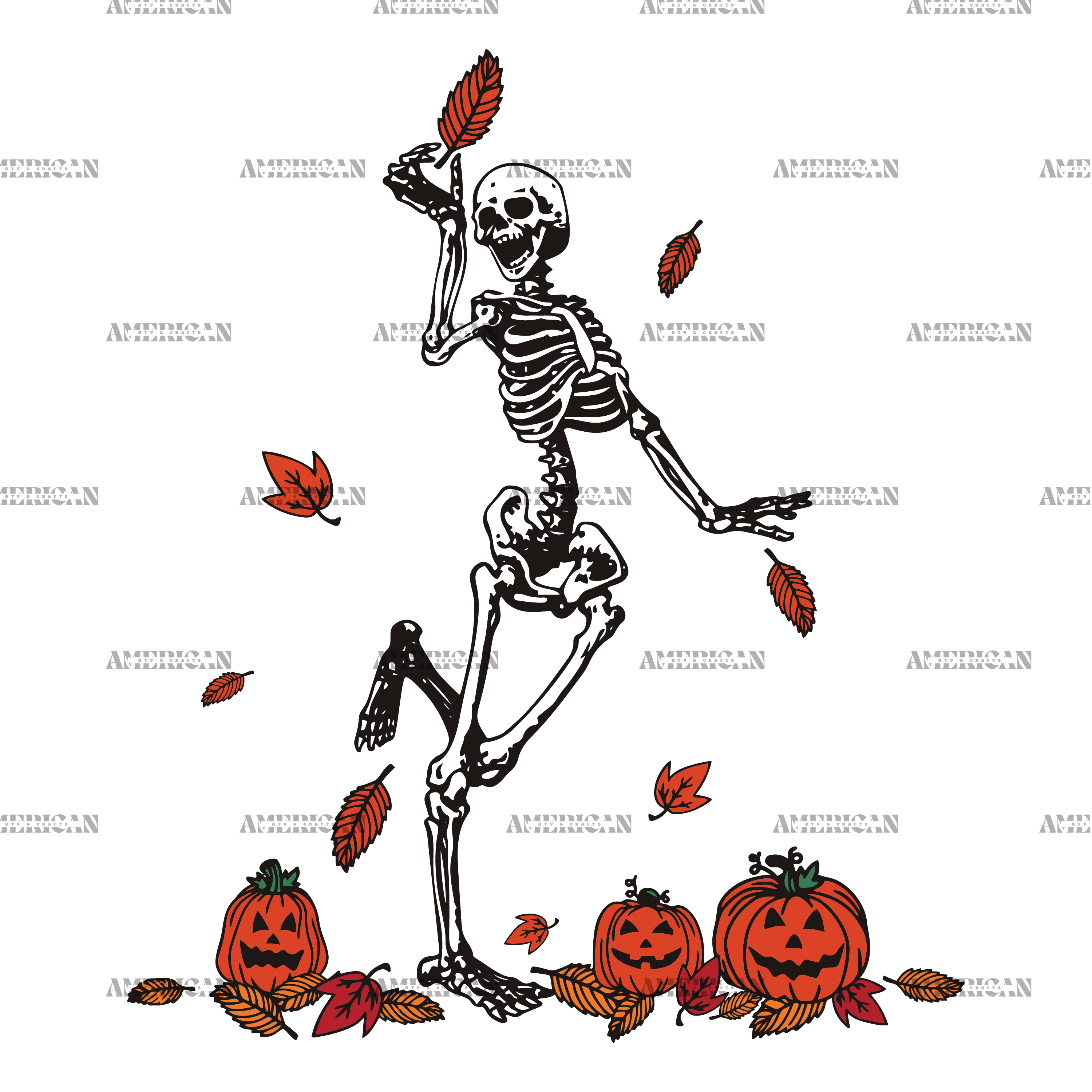 Leaves Are Falling Skeleton Is Dancing-2 DTF Transfer