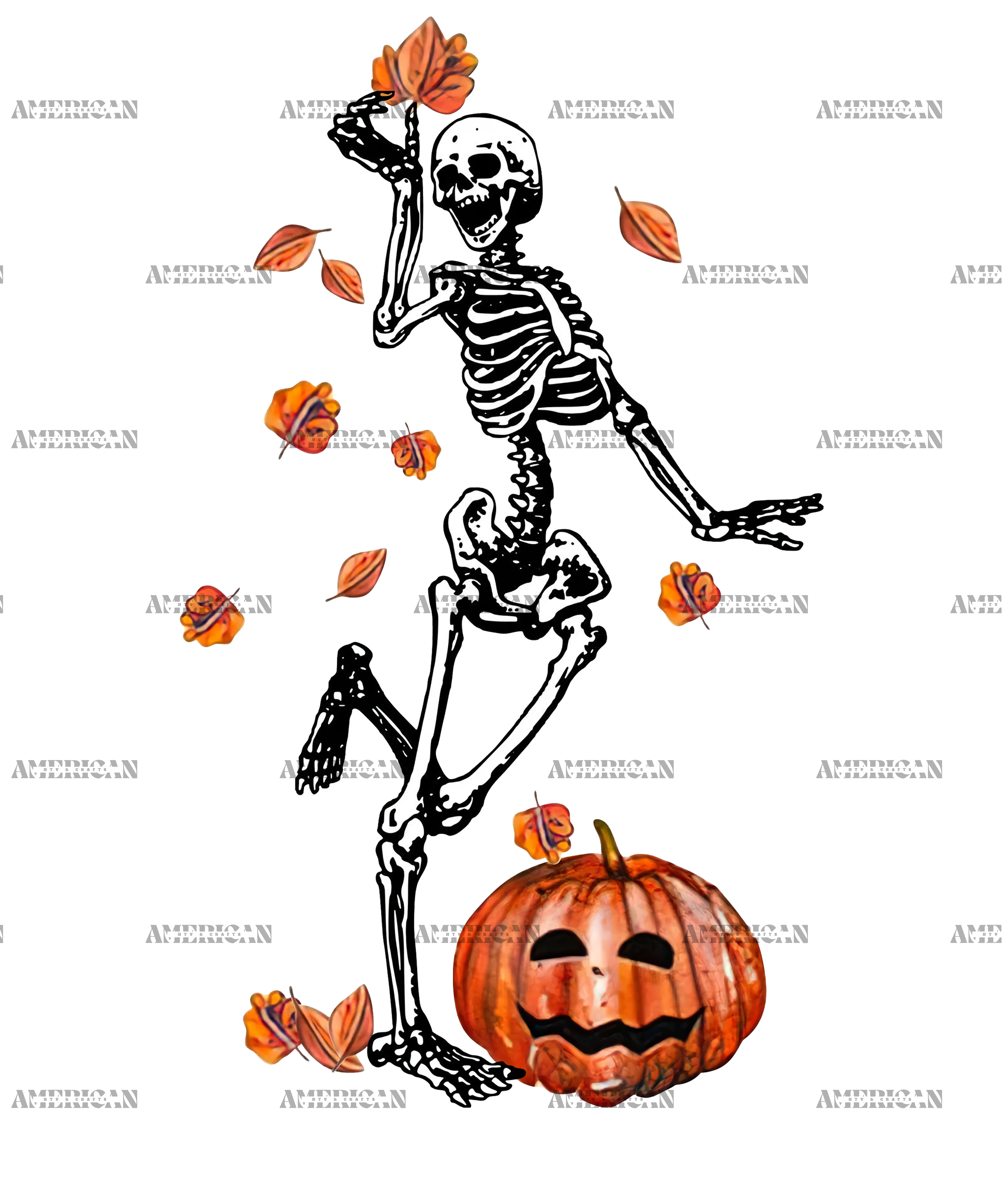 Leaves Are Falling Skeleton Is Dancing-4 DTF Transfer